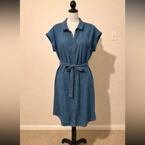Vintage America Indigo Denim Midi Dress. Size Large. NWT
